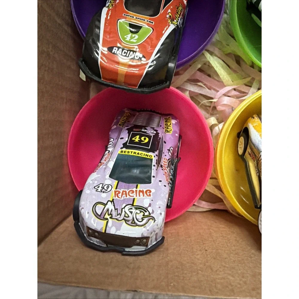 HiDreamy 12 Pack Pre-Filled Easter Eggs with Die-Cast Racing Cars Party Favors